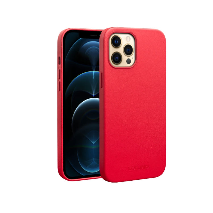 For iPhone 12 Pro Max QIALINO Nappa Leather Shockproof Magsafe Case(Red) - HoMEdemic™ 