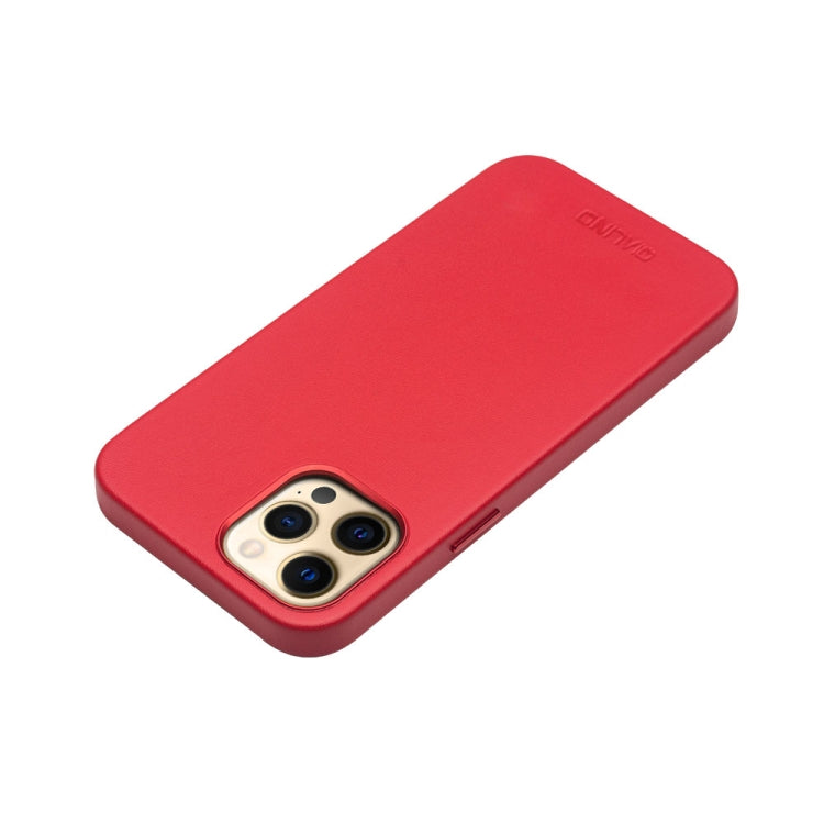 For iPhone 12 Pro Max QIALINO Nappa Leather Shockproof Magsafe Case(Red) - HoMEdemic™ 