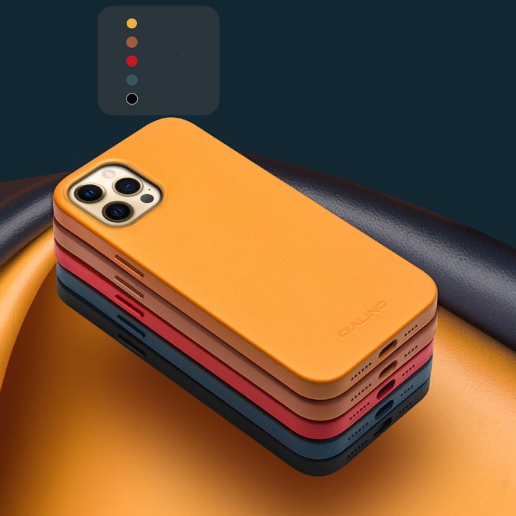 For iPhone 12 Pro Max QIALINO Nappa Leather Shockproof Magsafe Case(Red) - HoMEdemic™ 