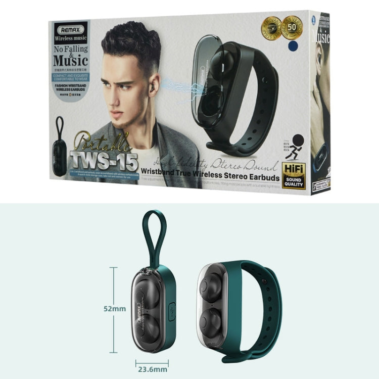 Remax TWS-15 Bluetooth 5.0 Portable Wristband Style True Wireless Stereo Earphone(Black) - HoMEdemic™ 