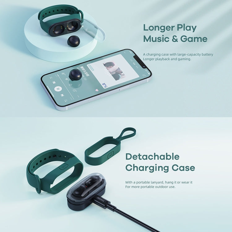 Remax TWS-15 Bluetooth 5.0 Portable Wristband Style True Wireless Stereo Earphone(Black) - HoMEdemic™ 