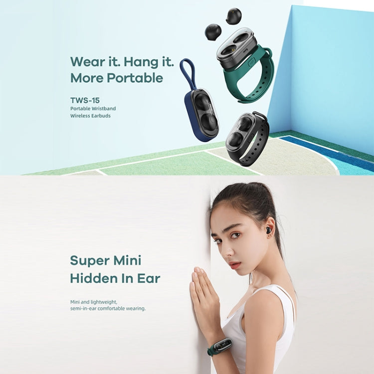 Remax TWS-15 Bluetooth 5.0 Portable Wristband Style True Wireless Stereo Earphone(Green) - HoMEdemic™ 