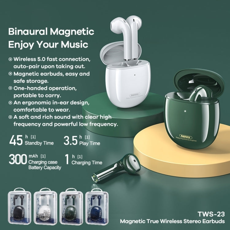 Remax TWS-23 Bluetooth 5.0 Magnetic True Wireless Stereo Bluetooth Earphone(Black) - HoMEdemic™ 