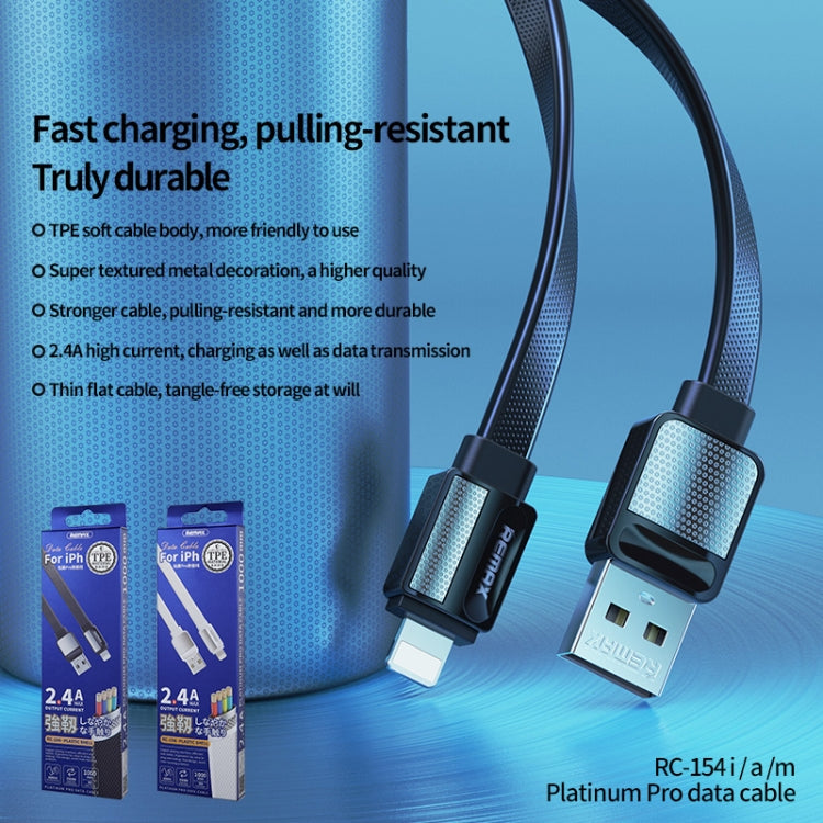 Remax RC-154i 2.4A 8 Pin Platinum Pro Charging Data Cable, Length: 1m (Black) - HoMEdemic™ 