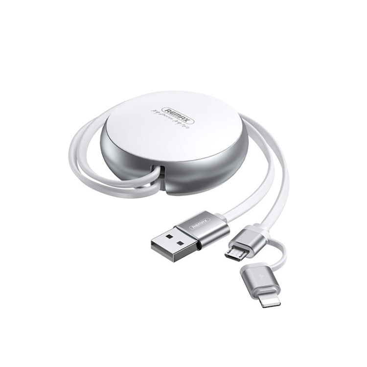 Remax RC-182i 2A 2 In 1 8 Pin + Micro USB Creation Series Telescopic Charging Data Cable, Length: 90cm(White) - HoMEdemic™ 