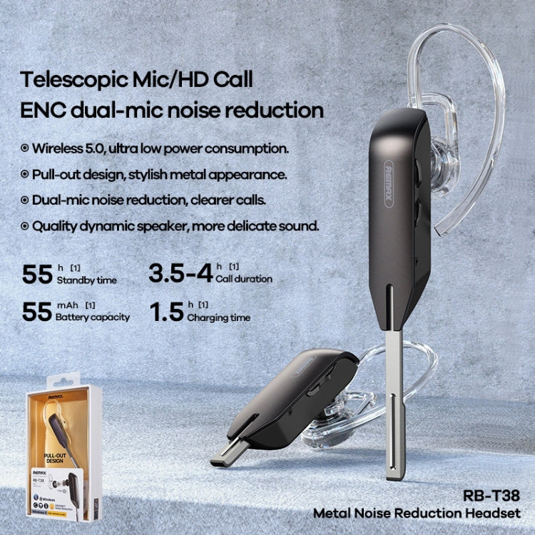 Remax RB-T38 Bluetooth 5.0 Wireless Metal Noise Reduction Bluetooth Earphone(Black) - HoMEdemic™ 