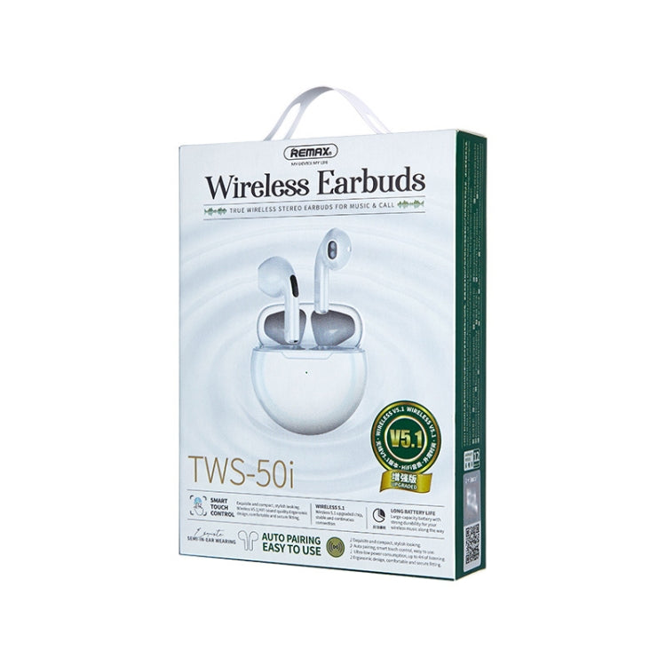Remax TWS-50i Bluetooth 5.1 True Wireless Stereo Music Bluetooth Earphone(White) - HoMEdemic™ 