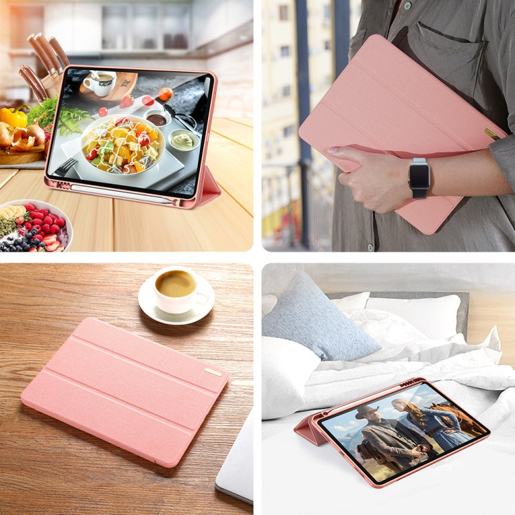 For iPad Pro 11 2022 / 2021 / 2020 DUX DUCIS Domo Series Horizontal Flip Magnetic TPU + PU Leather Tablet Case with Three-folding Holder & Pen Slot & Sleep / Wake-up Function(Pink) - HoMEdemic™ 