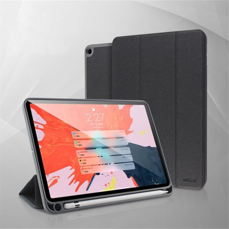 For iPad 10.2 Mutural YASHI Series TPU + PU Cloth Pattern Texture Horizontal Flip Leather Case with Three-folding Holder & Pen Slot & Wake-up / Sleep Function(Black) - HoMEdemic™ 