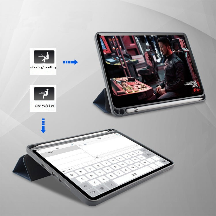 For iPad 10.2 Mutural YASHI Series TPU + PU Cloth Pattern Texture Horizontal Flip Leather Case with Three-folding Holder & Pen Slot & Wake-up / Sleep Function(Black) - HoMEdemic™ 