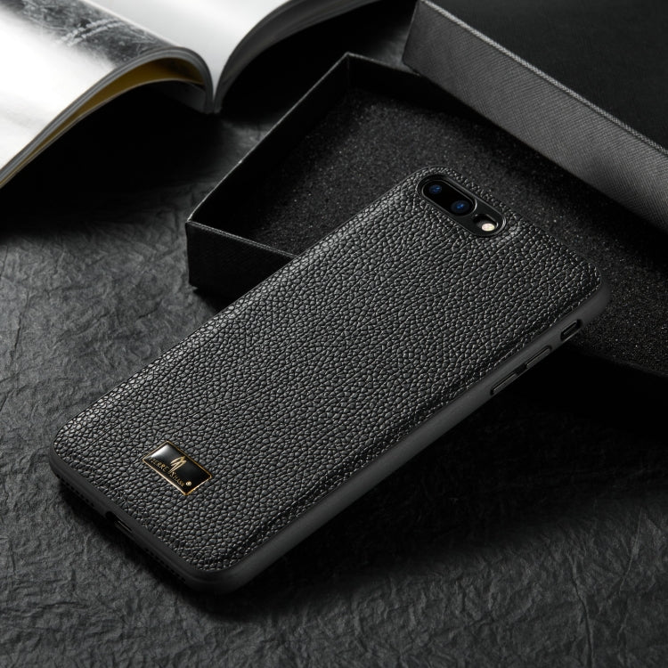 Fierre Shann Leather Texture Phone Back Cover Case For iPhone 8 Plus / 7 Plus(Lychee Black) - HoMEdemic™ 