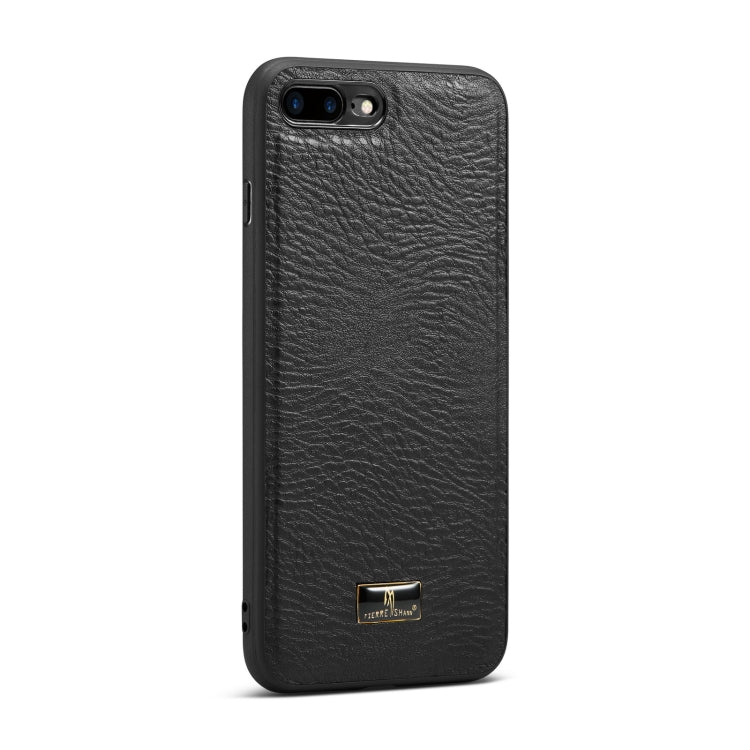 Fierre Shann Leather Texture Phone Back Cover Case For iPhone 8 Plus / 7 Plus(Cowhide Black) - HoMEdemic™ 
