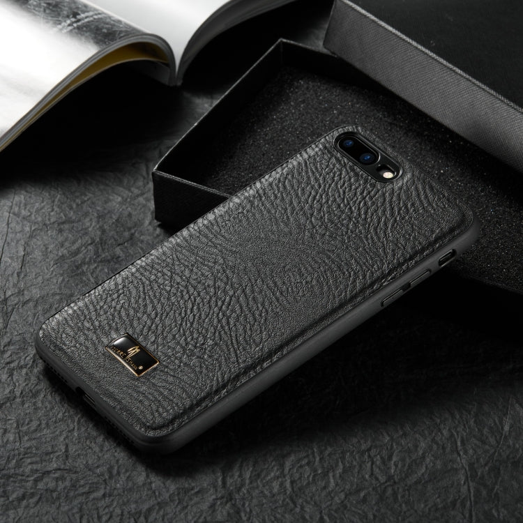 Fierre Shann Leather Texture Phone Back Cover Case For iPhone 8 Plus / 7 Plus(Cowhide Black) - HoMEdemic™ 
