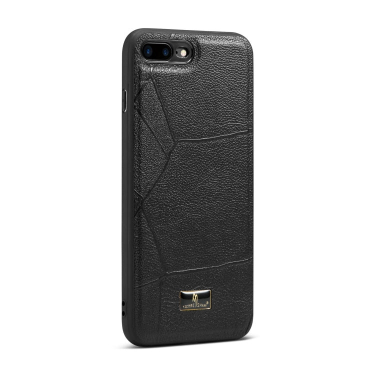 Fierre Shann Leather Texture Phone Back Cover Case For iPhone 8 Plus / 7 Plus(Ox Tendon Black) - HoMEdemic™ 