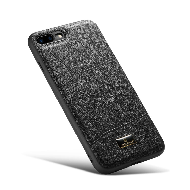 Fierre Shann Leather Texture Phone Back Cover Case For iPhone 8 Plus / 7 Plus(Ox Tendon Black) - HoMEdemic™ 