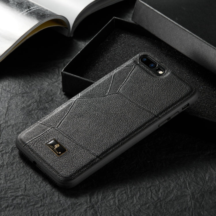 Fierre Shann Leather Texture Phone Back Cover Case For iPhone 8 Plus / 7 Plus(Ox Tendon Black) - HoMEdemic™ 