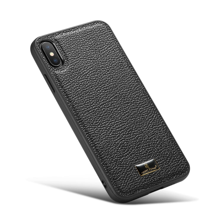 For iPhone X / XS Fierre Shann Leather Texture Phone Back Cover Case(Lychee Black) - HoMEdemic™ 