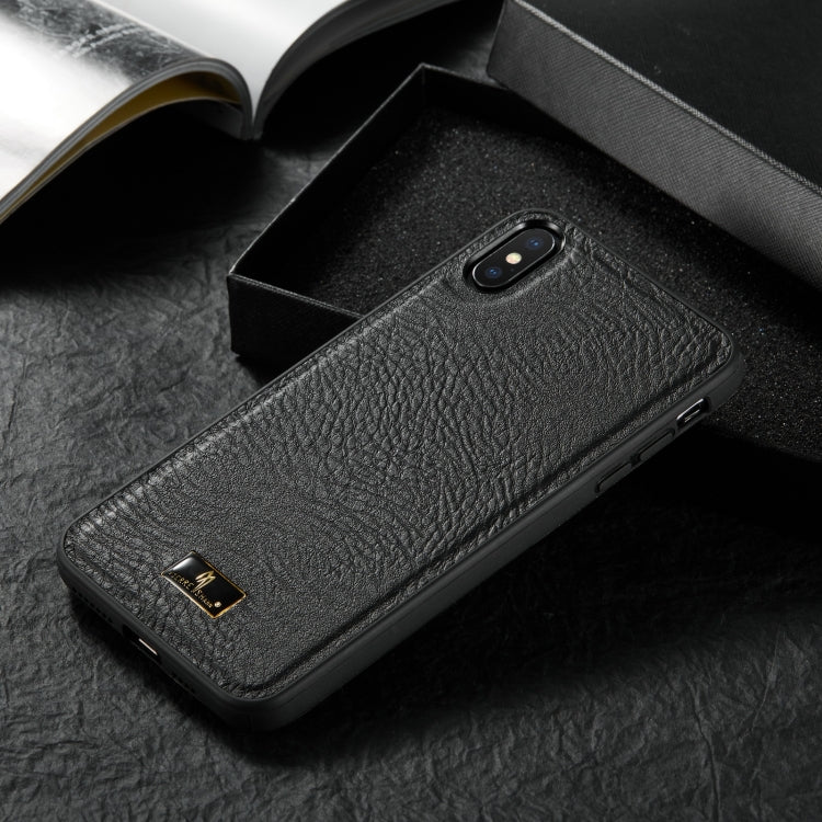 For iPhone X / XS Fierre Shann Leather Texture Phone Back Cover Case(Cowhide Black) - HoMEdemic™ 