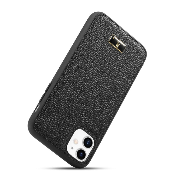 For iPhone 11 Fierre Shann Leather Texture Phone Back Cover Case (Lychee Black) - HoMEdemic™ 