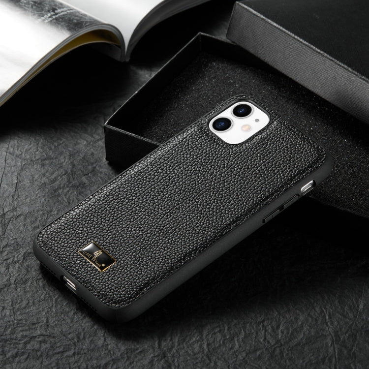 For iPhone 11 Fierre Shann Leather Texture Phone Back Cover Case (Lychee Black) - HoMEdemic™ 
