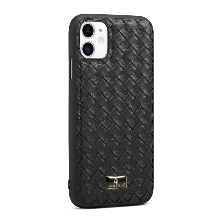 For iPhone 11 Fierre Shann Leather Texture Phone Back Cover Case (Woven Black) - HoMEdemic™ 
