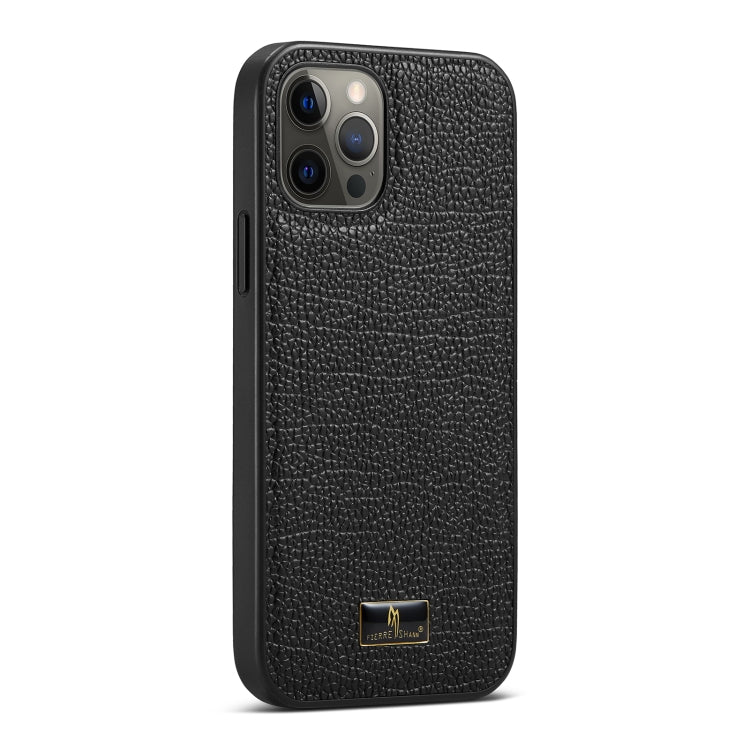 For iPhone 12 mini Fierre Shann Leather Texture Phone Back Cover Case (Lychee Black) - HoMEdemic™ 
