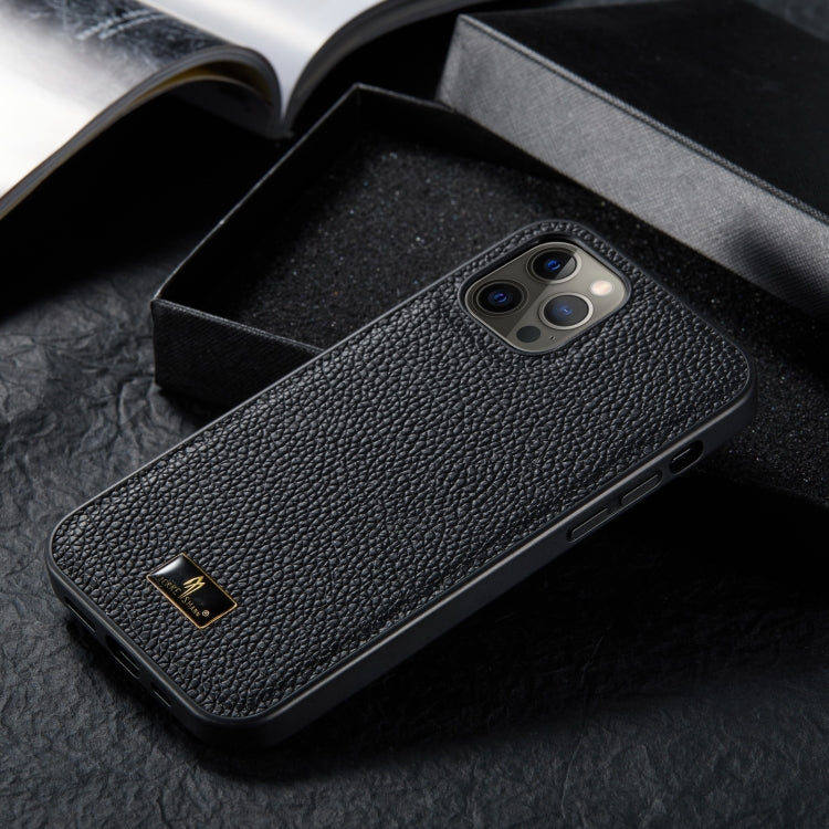 For iPhone 12 mini Fierre Shann Leather Texture Phone Back Cover Case (Lychee Black) - HoMEdemic™ 