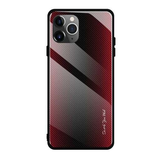 Carbon Fiber Texture Gradient Color Glass Case, For iPhone 11 - HoMEdemic™ 