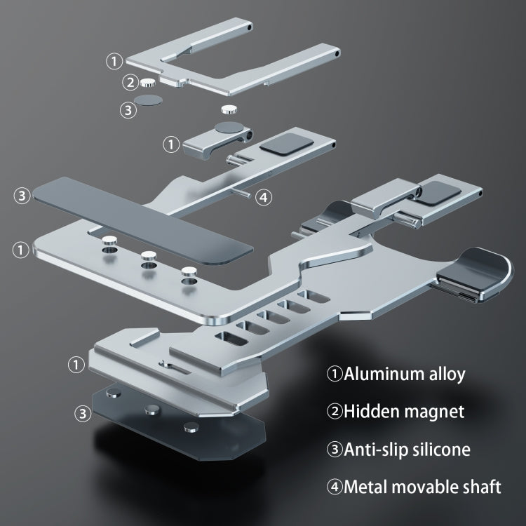 R-JUST HZ06 Universal Foldable Magnetic Flakes Aluminum Alloy Mobile Phones / Tablets Holder(Grey) - HoMEdemic™ 