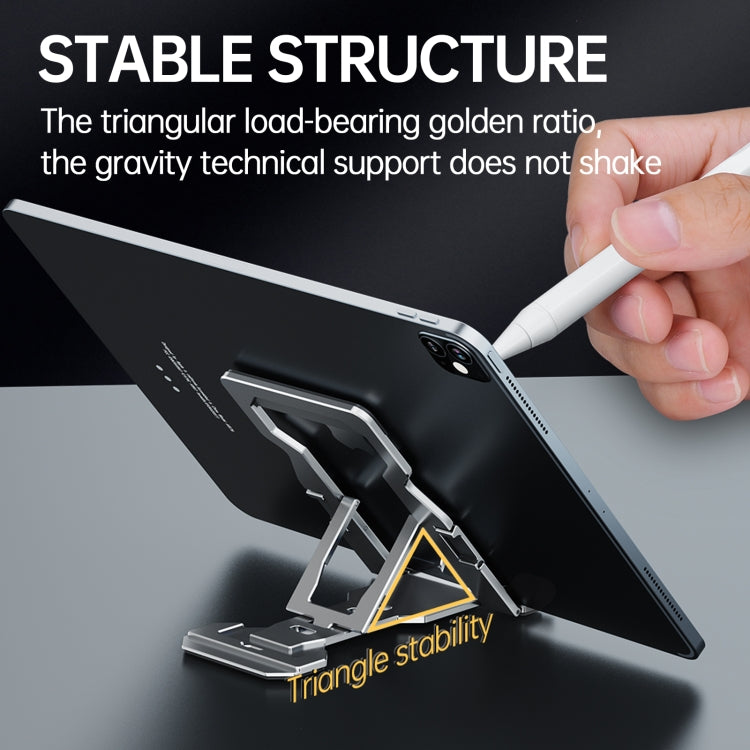 R-JUST HZ06 Universal Foldable Magnetic Flakes Aluminum Alloy Mobile Phones / Tablets Holder(Grey) - HoMEdemic™ 