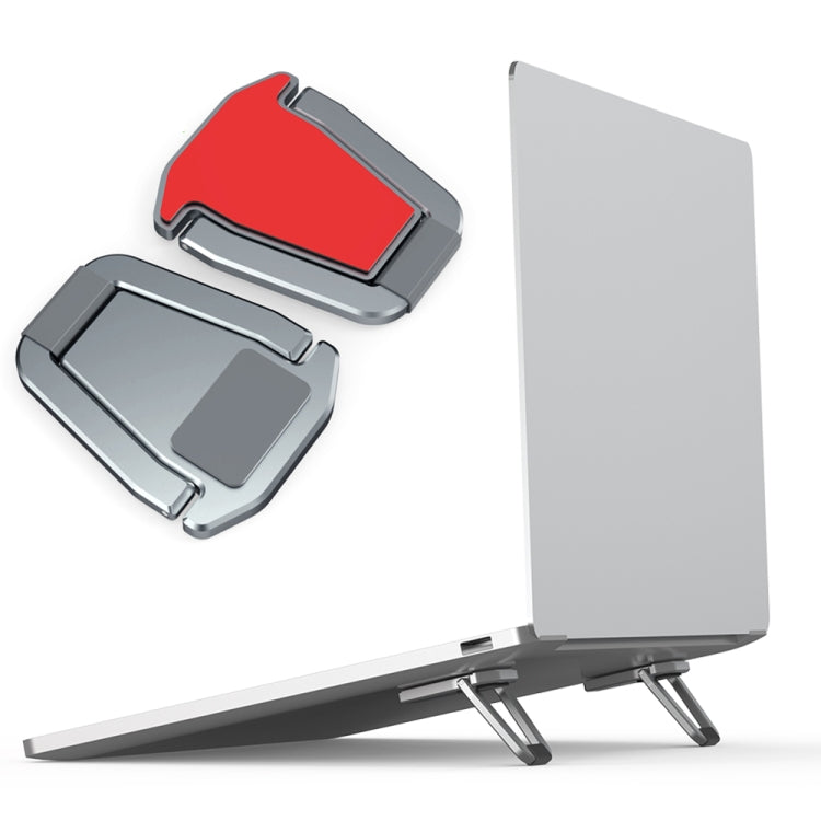 2 PCS R-JUST HZ07 Universal Stickable Shield Shape Aluminum Alloy Laptop Foldable Stand(Gray) - HoMEdemic™ 