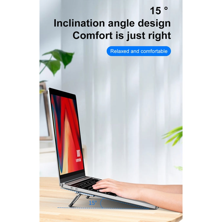 2 PCS R-JUST HZ07 Universal Stickable Shield Shape Aluminum Alloy Laptop Foldable Stand(Gray) - HoMEdemic™ 