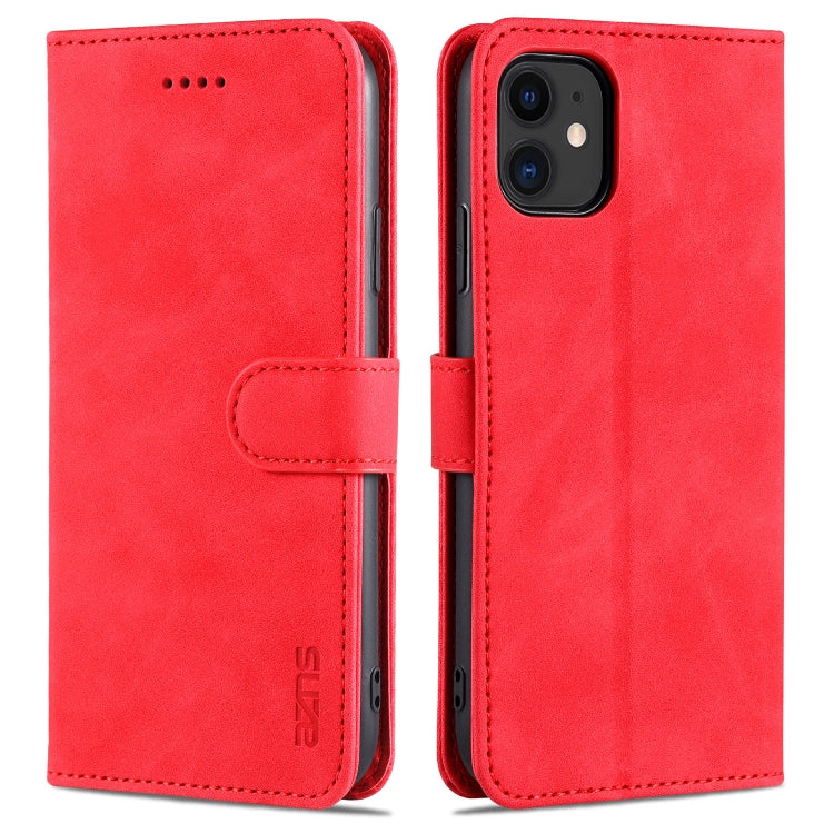 For iPhone 11 AZNS Skin Feel Calf Texture Horizontal Flip Leather Case with Card Slots & Holder & Wallet (Red) - HoMEdemic™ 