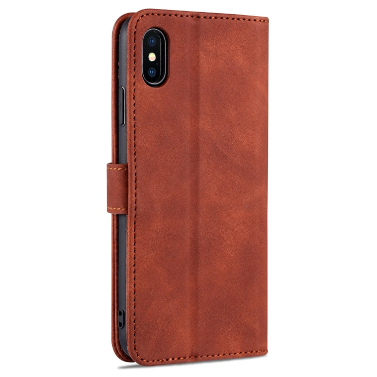For iPhone XS Max AZNS Skin Feel Calf Texture Horizontal Flip Leather Case with Card Slots & Holder & Wallet(Brown) - HoMEdemic™ 