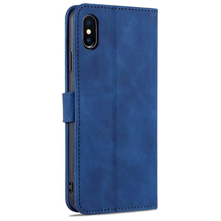For iPhone XS Max AZNS Skin Feel Calf Texture Horizontal Flip Leather Case with Card Slots & Holder & Wallet(Blue) - HoMEdemic™ 