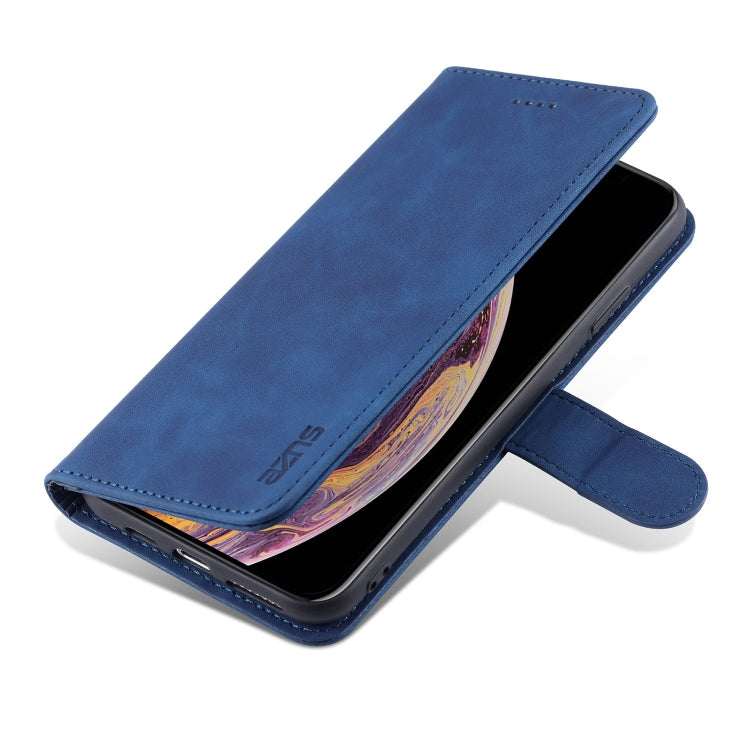 For iPhone XS Max AZNS Skin Feel Calf Texture Horizontal Flip Leather Case with Card Slots & Holder & Wallet(Blue) - HoMEdemic™ 