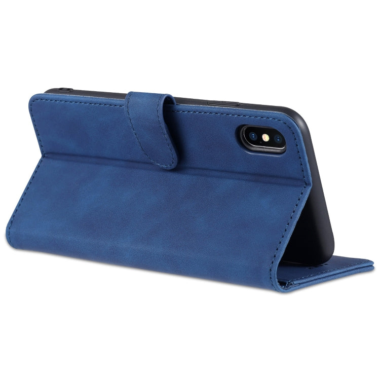For iPhone XS Max AZNS Skin Feel Calf Texture Horizontal Flip Leather Case with Card Slots & Holder & Wallet(Blue) - HoMEdemic™ 