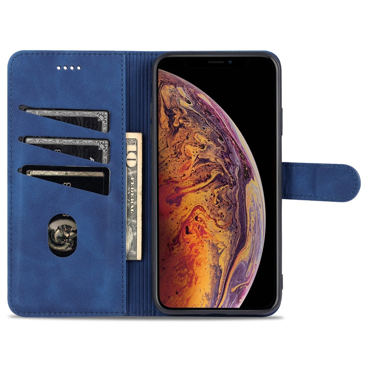 For iPhone XS Max AZNS Skin Feel Calf Texture Horizontal Flip Leather Case with Card Slots & Holder & Wallet(Blue) - HoMEdemic™ 