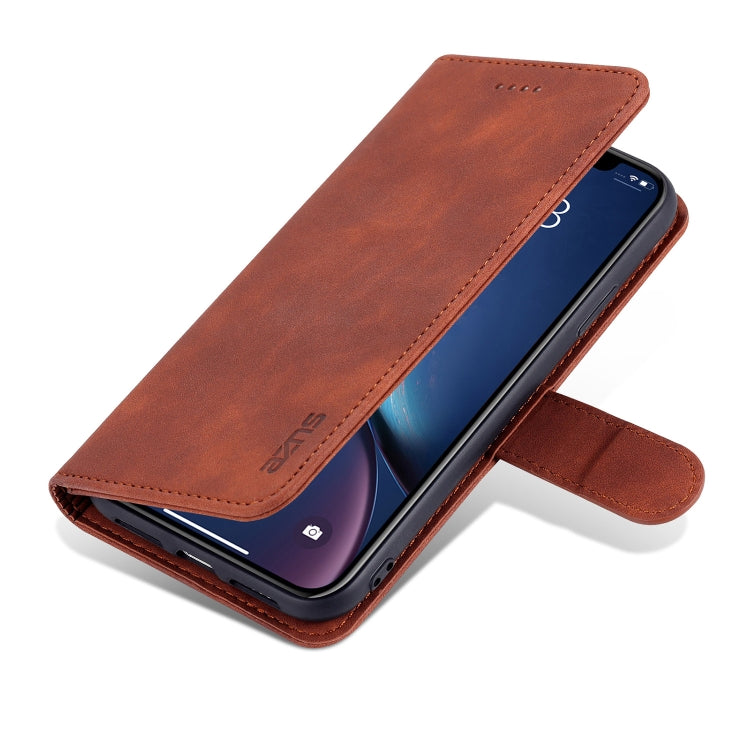 For iPhone XR AZNS Skin Feel Calf Texture Horizontal Flip Leather Case with Card Slots & Holder & Wallet(Brown) - HoMEdemic™ 