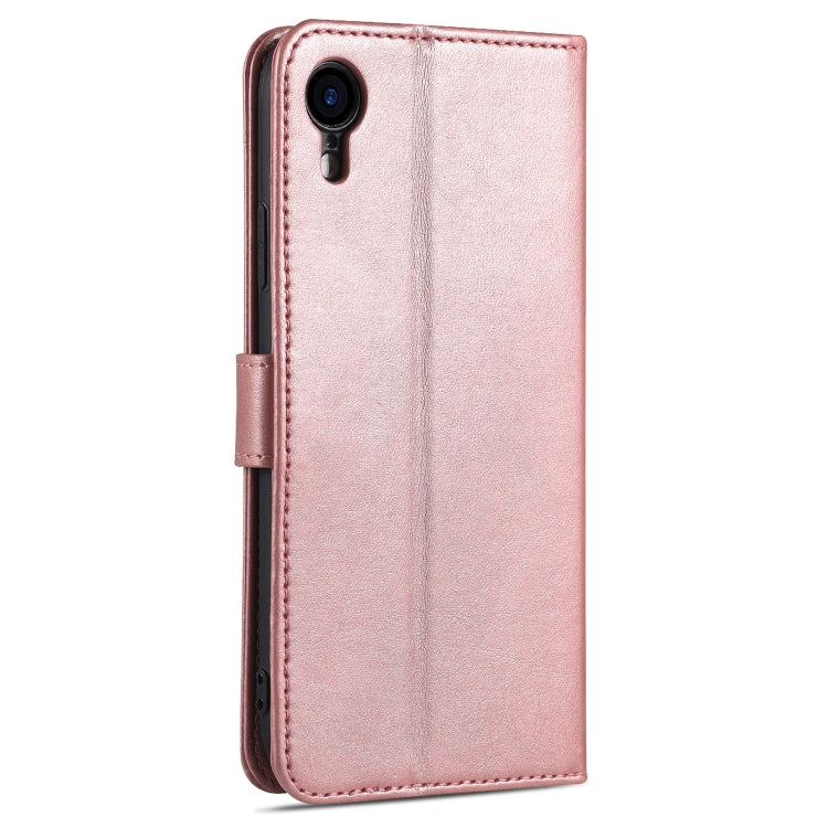 For iPhone XR AZNS Skin Feel Calf Texture Horizontal Flip Leather Case with Card Slots & Holder & Wallet(Rose Gold) - HoMEdemic™ 