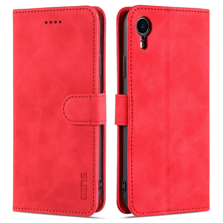 For iPhone XR AZNS Skin Feel Calf Texture Horizontal Flip Leather Case with Card Slots & Holder & Wallet(Red) - HoMEdemic™ 