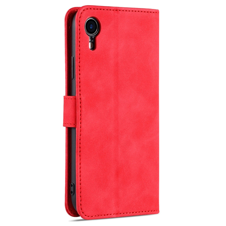 For iPhone XR AZNS Skin Feel Calf Texture Horizontal Flip Leather Case with Card Slots & Holder & Wallet(Red) - HoMEdemic™ 