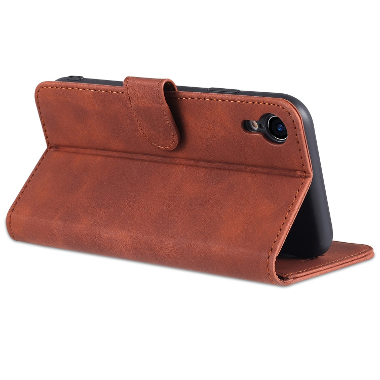 For iPhone XR AZNS Skin Feel Calf Texture Horizontal Flip Leather Case with Card Slots & Holder & Wallet(Red) - HoMEdemic™ 