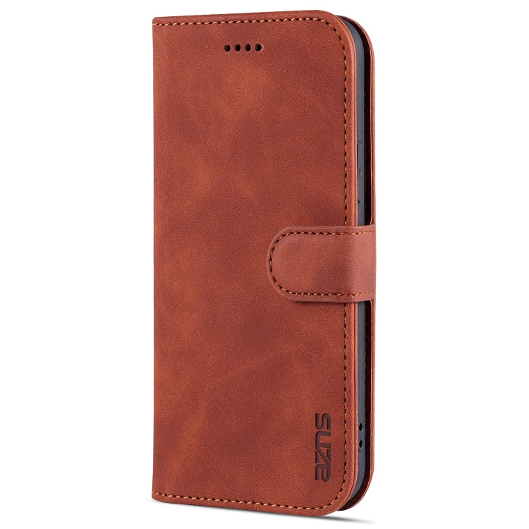For iPhone 12 / 12 Pro AZNS Skin Feel Calf Texture Horizontal Flip Leather Case with Card Slots & Holder & Wallet(Brown) - HoMEdemic™ 