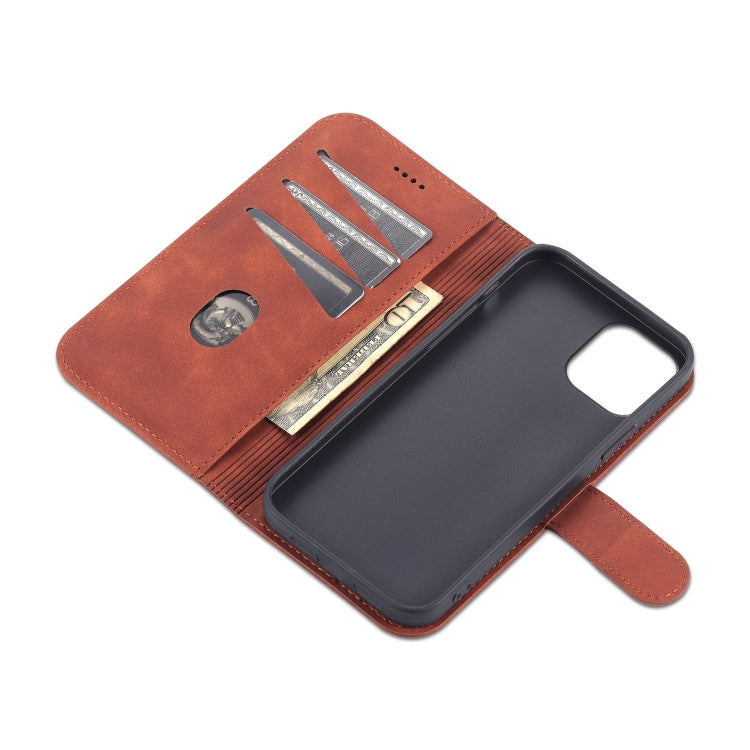For iPhone 12 / 12 Pro AZNS Skin Feel Calf Texture Horizontal Flip Leather Case with Card Slots & Holder & Wallet(Brown) - HoMEdemic™ 