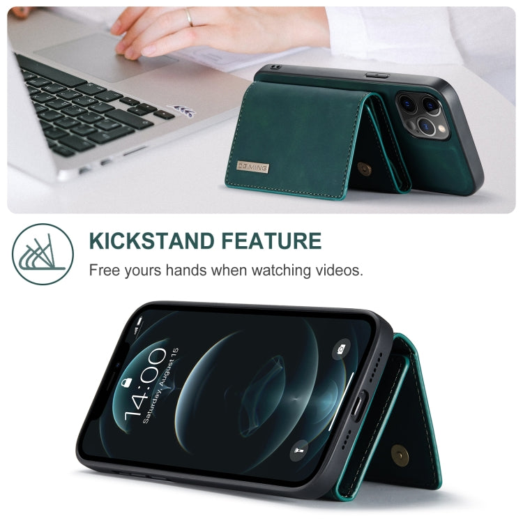 For iPhone 12 / 12 Pro DG.MING M1 Series 3-Fold Multi Card Wallet + Magnetic Back Cover Shockproof Case with Holder Function(Green) - HoMEdemic™ 