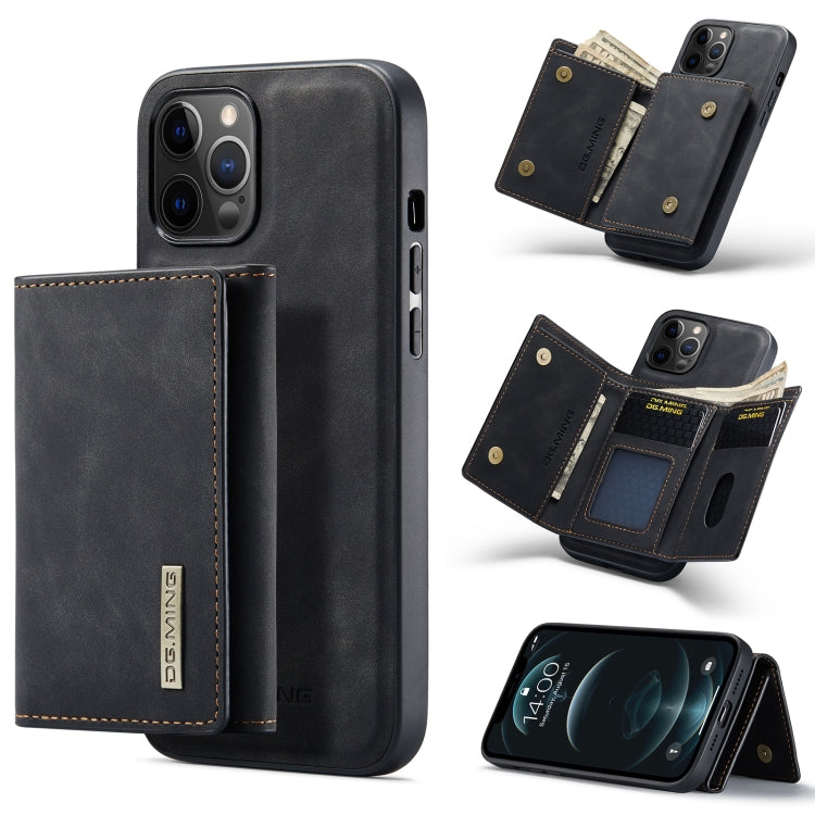 For iPhone 12 Pro Max DG.MING M1 Series 3-Fold Multi Card Wallet + Magnetic Back Cover Shockproof Case with Holder Function(Black) - HoMEdemic™ 