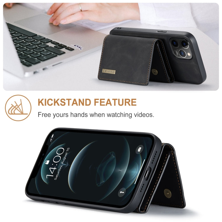 For iPhone 12 Pro Max DG.MING M1 Series 3-Fold Multi Card Wallet + Magnetic Back Cover Shockproof Case with Holder Function(Black) - HoMEdemic™ 