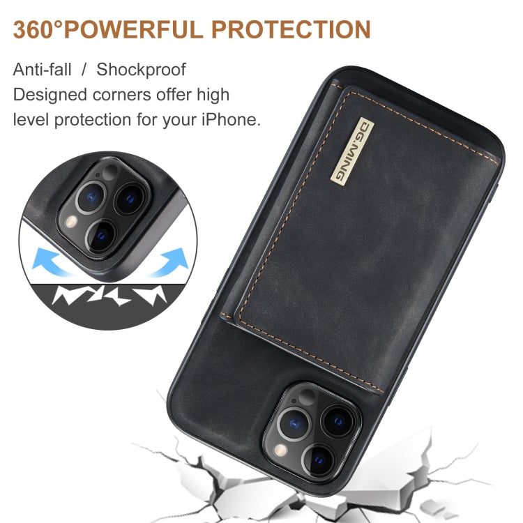 For iPhone 12 Pro Max DG.MING M1 Series 3-Fold Multi Card Wallet + Magnetic Back Cover Shockproof Case with Holder Function(Black) - HoMEdemic™ 