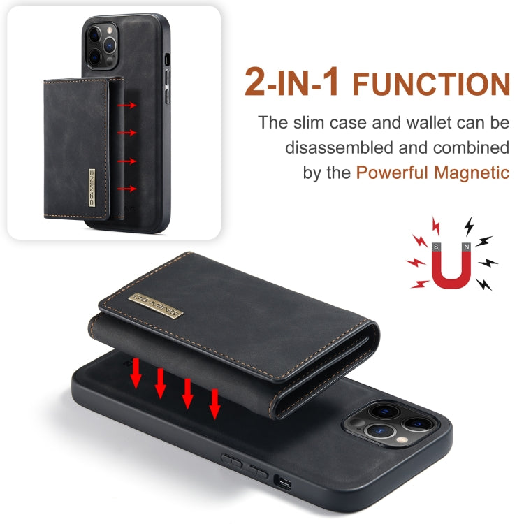 For iPhone 12 Pro Max DG.MING M1 Series 3-Fold Multi Card Wallet + Magnetic Back Cover Shockproof Case with Holder Function(Black) - HoMEdemic™ 